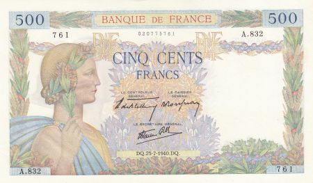 France 500 Francs - La Paix - 25-07-1940 - Série A.832