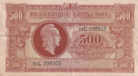 France 500 Francs - Marianne - 1945 - Lettre 74L