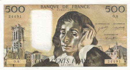 France 500 Francs - Pascal - 02-01-1969 -  Série O.8