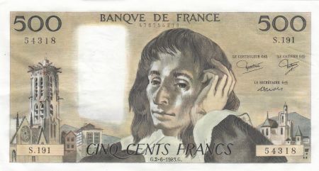 France 500 francs - Pascal - 02-06-1983 - Série S.191