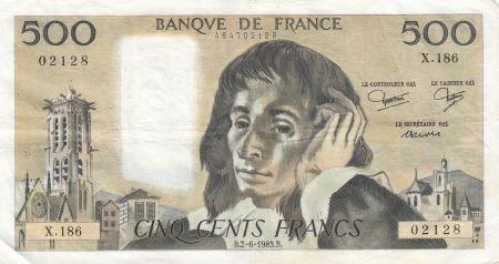 France 500 francs - Pascal - 02-06-1983 - Série X.186