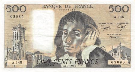 France 500 Francs - Pascal - 02-07-1981 - Série A.146