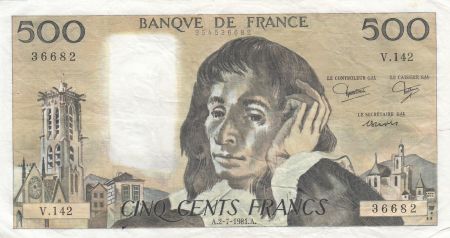 France 500 francs - Pascal - 02-07-1981 - Série V.142