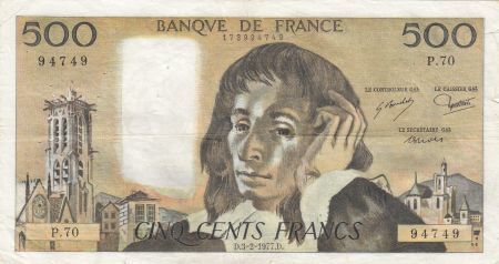 France 500 francs - Pascal - 03-02-1977 - Série P.70