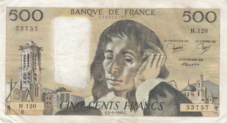 France 500 francs - Pascal - 04-09-1980 - Série H.120