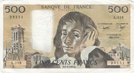 France 500 francs - Pascal - 04-09-1980 - Série L.119