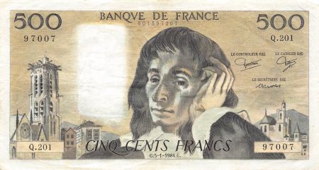 France 500 Francs - Pascal - 05-01-1984 - Série Q.201