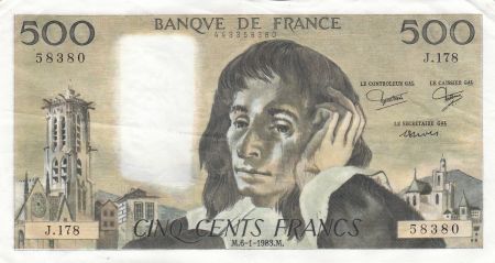 France 500 francs - Pascal - 06-01-1983 - Série J.178