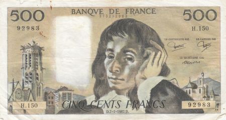 France 500 francs - Pascal - 07-01-1982 - Série H.150