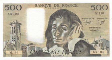 France 500 Francs - Pascal - Tour St Jacques - 05-01-1984 - Série M.196