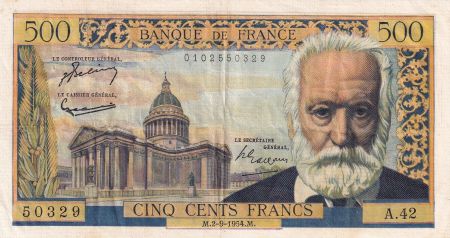 France 500 Francs - Victor Hugo - 02-09-1954 - Série A.42