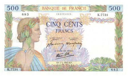 France 500 Francs La Paix - 07-01-1943 - K.7734