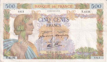 France 500 Francs La Paix - 18-12-1941 Série T.4156