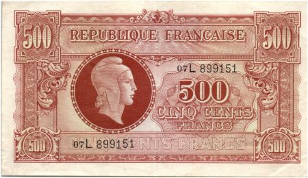 France 500 Francs Marianne - 1945 Lettre L - Série 07 L