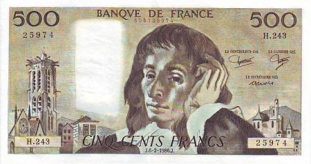 France 500 Francs Pascal - 06-02-1986