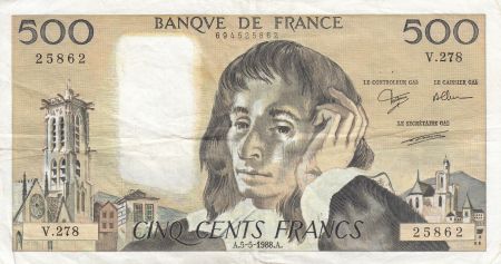 France 500 Francs Pascal - Tour St Jacques - 05-05-1988 - Série V.278