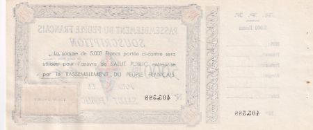 France 5000 Francs - Rassemblement du Peuple Français - Bon Salut Public - 1947 - avec souche