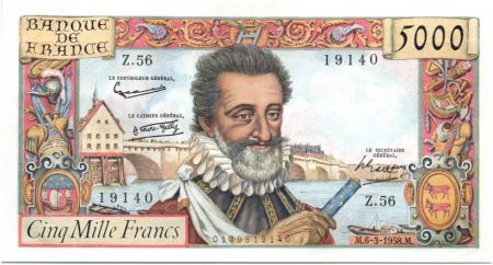 France 5000 Francs Henri IV - 06-03-1958 Z.56