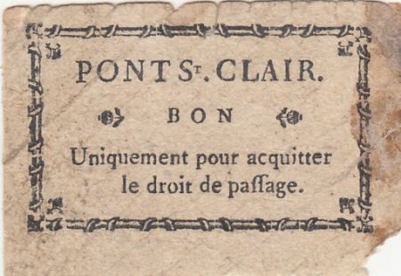 France 6 Deniers - Rhône - Pont-Saint-Clair - Passage d\'une personne à pied - 1792 - Kol.69.43