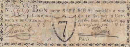 France 7 sols - Seine - Paris - Compagnie de Commission - 1792