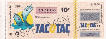 France 92 Francs - Ticket de loterie à gratter Tacotac -  Spécimen - 1983 - n°317006