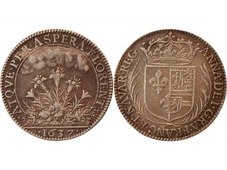 France ANNE D\'AUTRICHE  Réconciliation du roi et de la reine  - JETON ARGENT 1637 R1