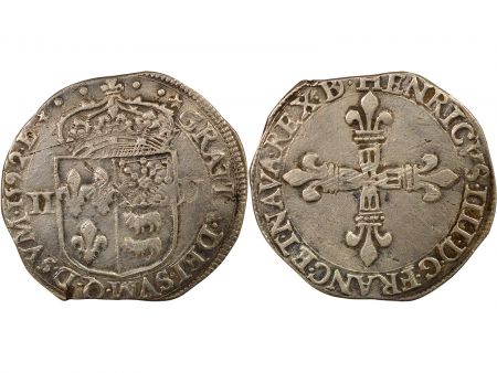 France Béarn, Henri IV - 1/4 Ecu Argent- 1592 Pau