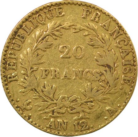 France Bonaparte Ier Consul - 20 Francs Or - An 12 A Paris