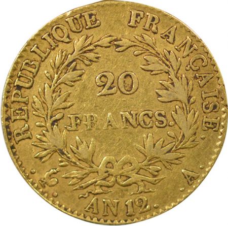 France Bonaparte Ier Consul - 20 Francs Or - An 12 A Paris