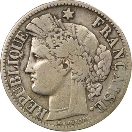 France Cérès - 2 Francs Argent, IIIe République - 1870 A Paris Variété Petit A