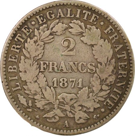 France Cérès - 2 Francs Argent, IIIe République - 1871 A Paris