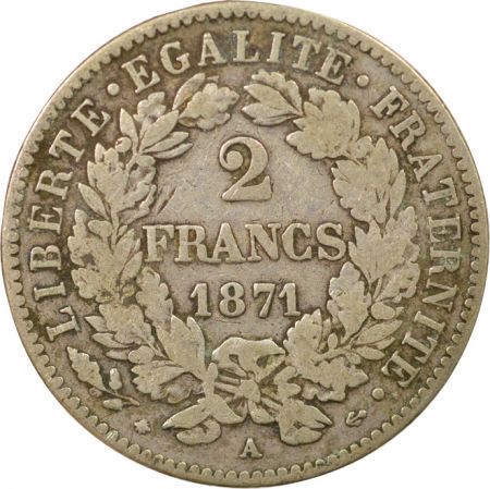 France Cérès - 2 Francs Argent, IIIe République - 1871 A Paris