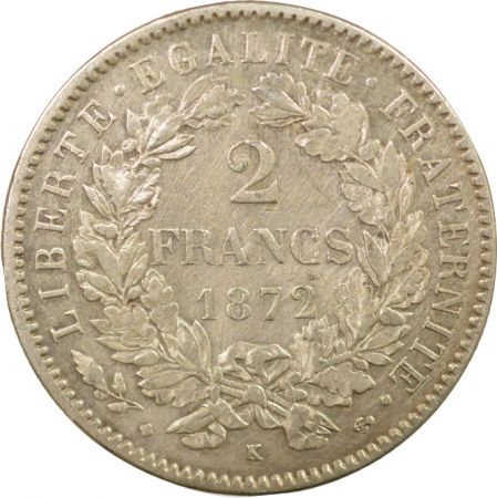 France Cérès - 2 Francs Argent, IIIe République - 1872 K Bordeaux