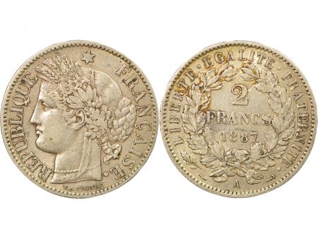 France Cérès - 2 Francs Argent, IIIe République - 1887 A Paris