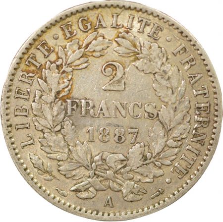 France Cérès - 2 Francs Argent, IIIe République - 1887 A Paris