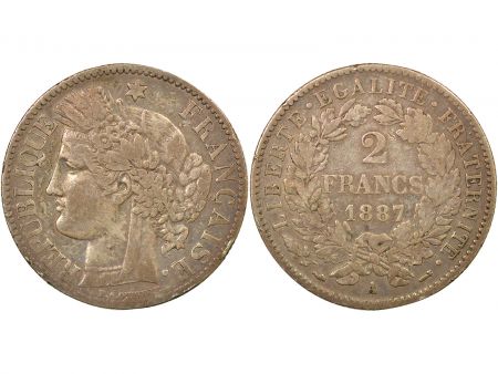 France Cérès - 2 Francs Argent, IIIe République - 1887 A Paris