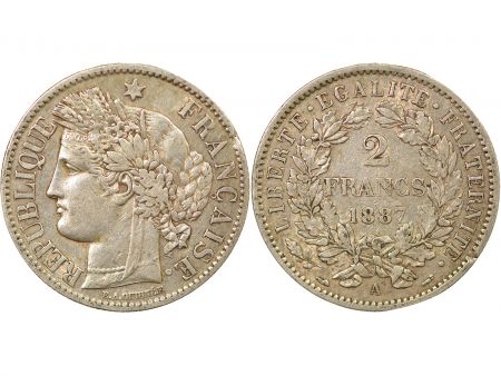 France Cérès - 2 Francs Argent, IIIe République - 1887 A Paris