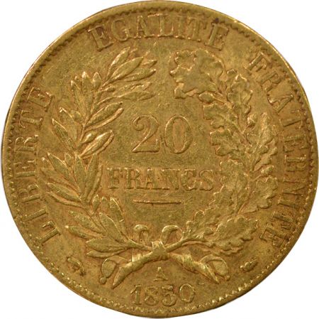 France Cérès - 20 Francs Or, IIe République - 1850 A Paris, Oreille Haute