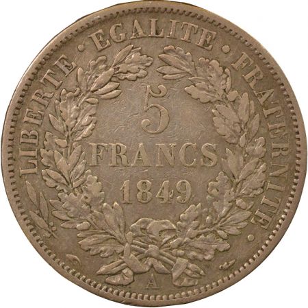 France Cérès - 5 Francs Argent, IIe République - 1849 A Paris