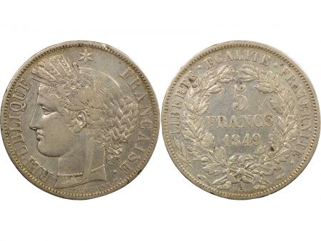 France Cérès - 5 Francs Argent 1849 A Paris - Argent