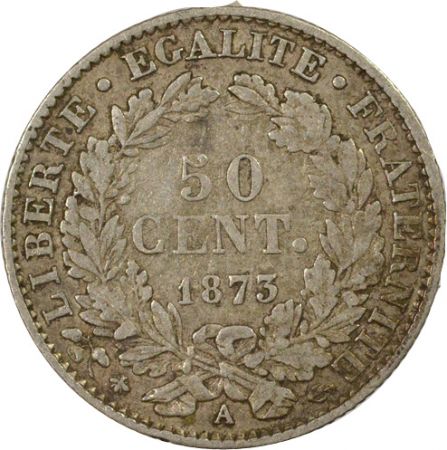 France Cérès - 50 Centimes Argent, IIIe République- 1873 A Paris