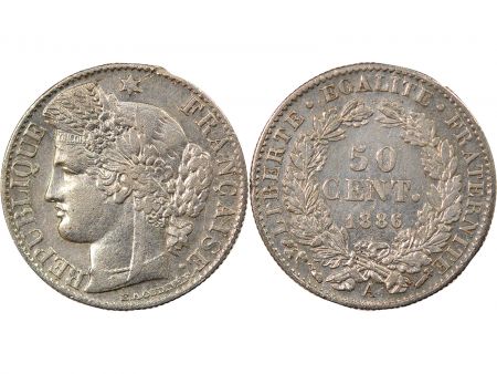 France Cérès - 50 Centimes Argent, IIIe République- 1886 A Paris