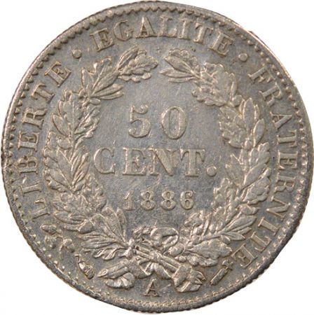 France Cérès - 50 Centimes Argent, IIIe République- 1886 A Paris