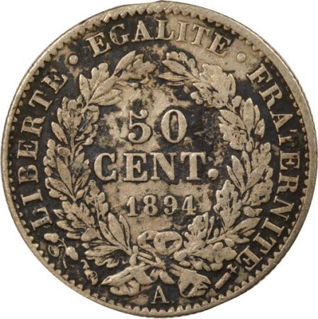 France Cérès - 50 Centimes Argent, IIIème République - 1894 A Paris