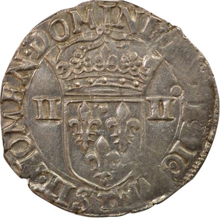 France Charles IX - 1/4 Ecu Argent, Croix de Face - 1590 T Nantes