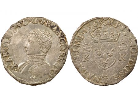 France Charles IX - Teston Argent, 4e Type - 1563 L Bayonne