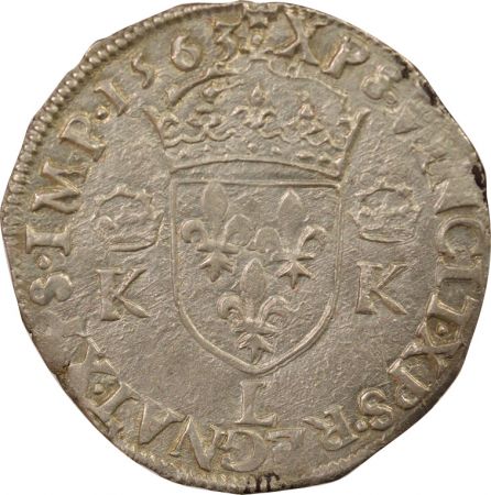 France Charles IX - Teston Argent, 4e Type - 1563 L Bayonne