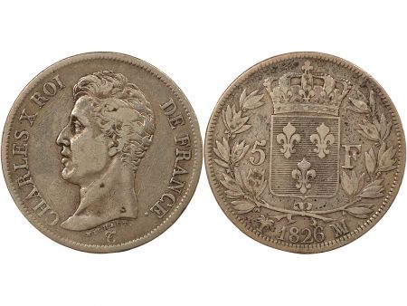 France Charles X - 5 Francs Argent, 1er Type - 1826 Ma Marseille