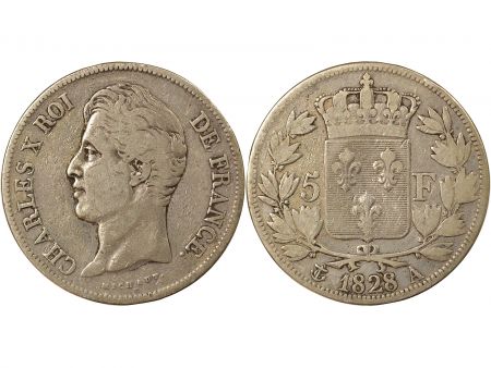 France Charles X - 5 Francs Argent, 2nd Type - 1828 A Paris