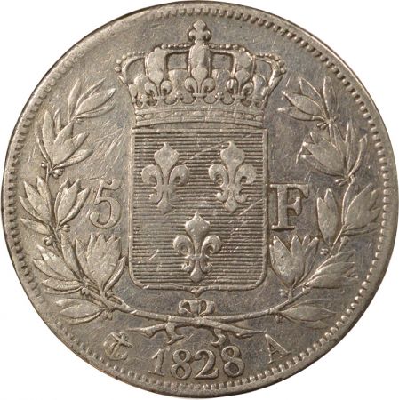 France Charles X - 5 Francs Argent, 2nd Type - 1828 A Paris